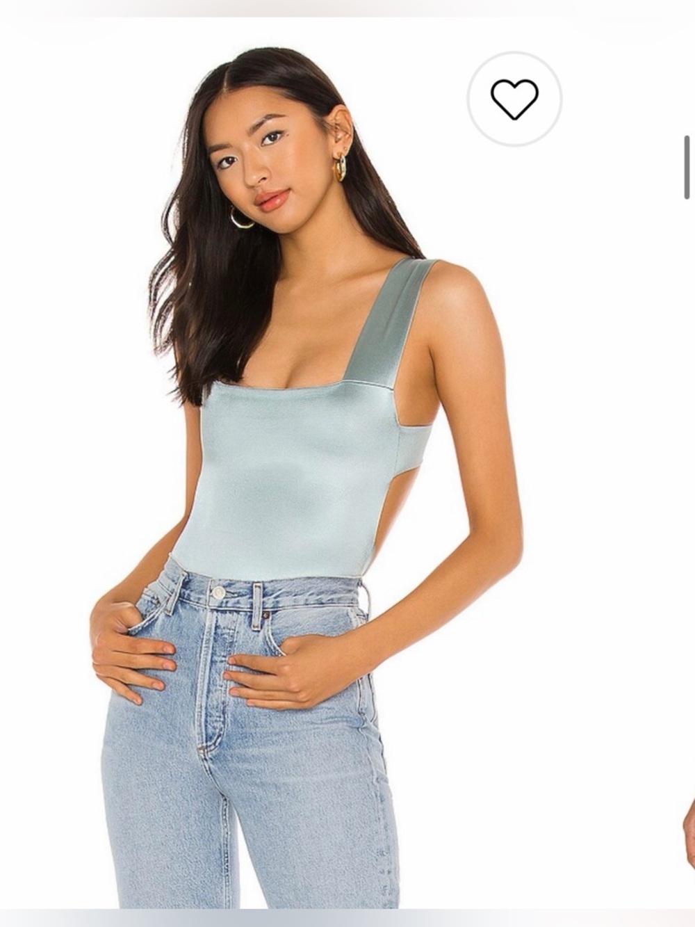 Free People Blue Satin Backless Bodysuit